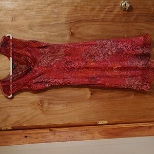 Muse Y2K-Style Silk Dress Pink Red Floral Gold Metallic Bias Cut Fairycore 8